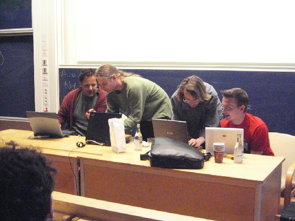 Lightning Talks - more geeks at laptops - Holger Krekel prepping for SHPY talk- 1