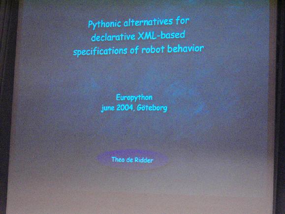 Pythonic Alternatives for declarative XML-based specifications of robot behaviour - intro slide