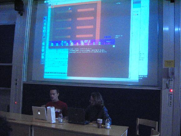 Lightning Talks - "The Bub's Brothers" - Michael Hudson, Armin Rigo, on-screen shot of multiplayer pygame based game